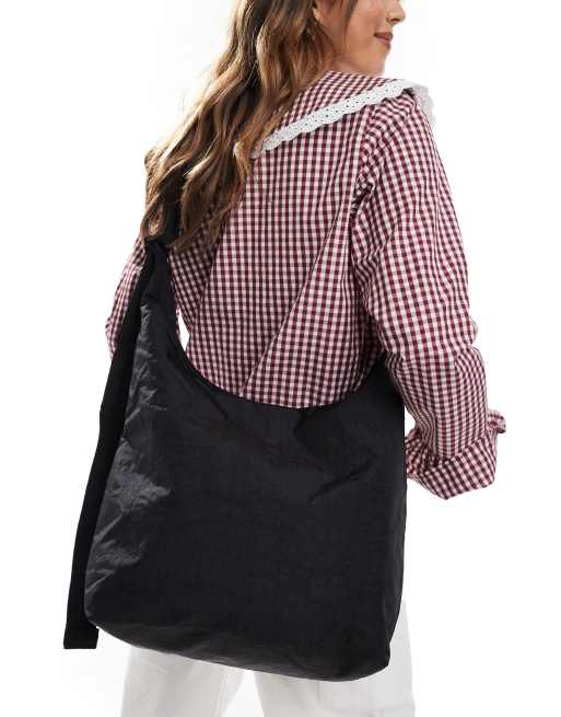 Baggu - Grote nylon tas met schouderband in zwart, 3 van 4