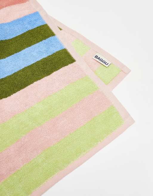 Baggu hand towel Set of 2 in pool stripe mix, 2 of 3