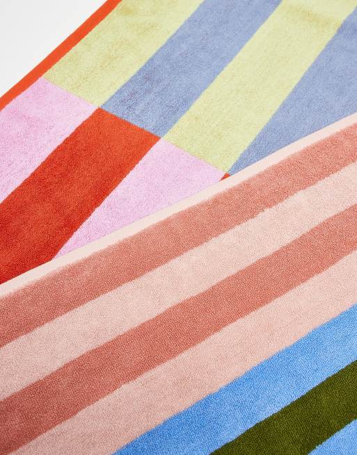 Baggu hand towel Set of 2 in pool stripe mix, 3 of 3