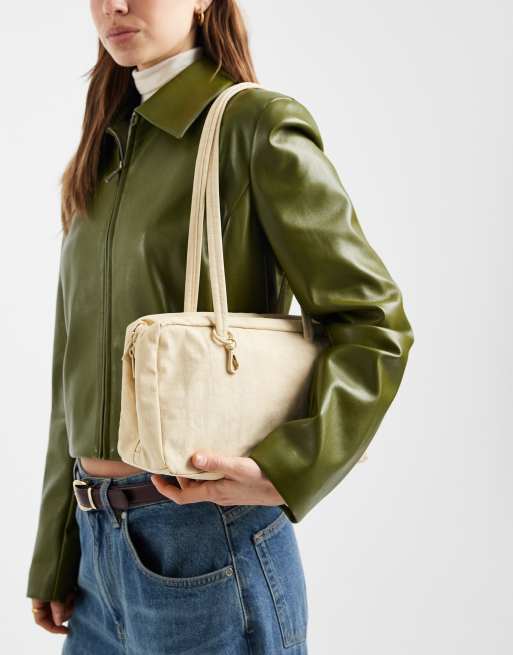 Baggu – Kremowa nylonowa torebka typu bowler, 4 z 4