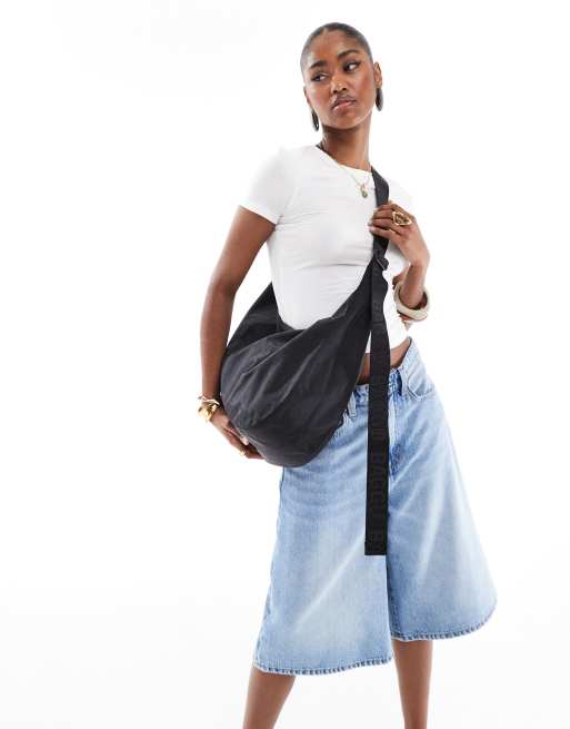 Baggu large nylon crescent bag in black , 4 of 4