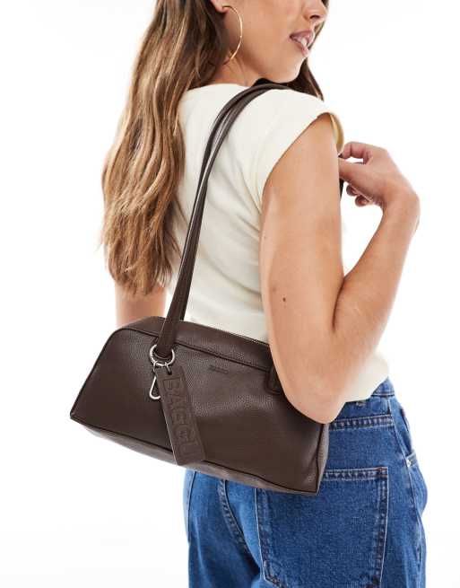 Baggu leather small bowler bag in brown | ASOS