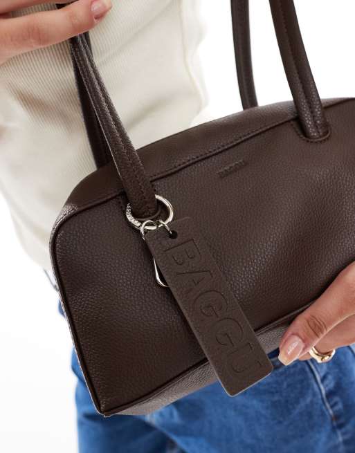 Baggu leather small bowler bag in brown | ASOS