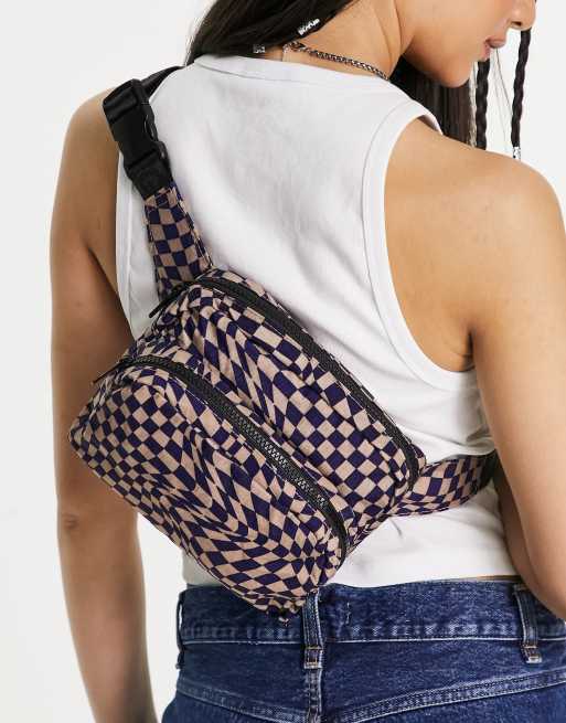 Baggu - Marsupio blu indaco con stampa a scacchi