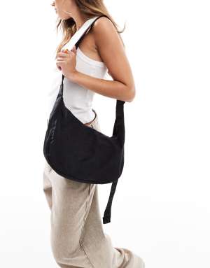 Baggu medium nylon crescent bag in black