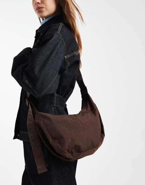 Baggu medium nylon crescent bag in coffee - view 1