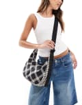 [Baggu] Baggu medium nylon crescent bag in mixed plaid print-Black No Size Mixed Plaid