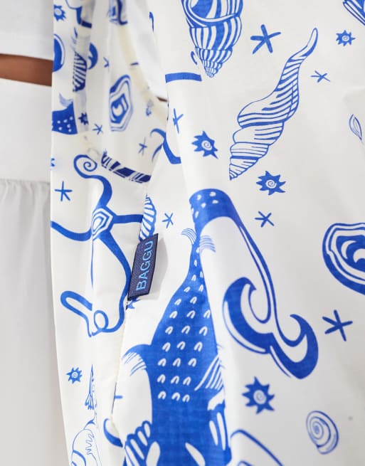 Baggu mermaid shopper tote bag in blue, 2 of 4