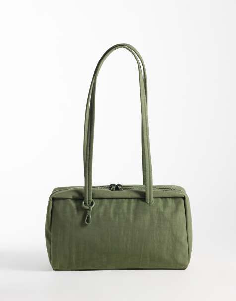 Baggu nylon bowler shoulder bag in light olive - view 1