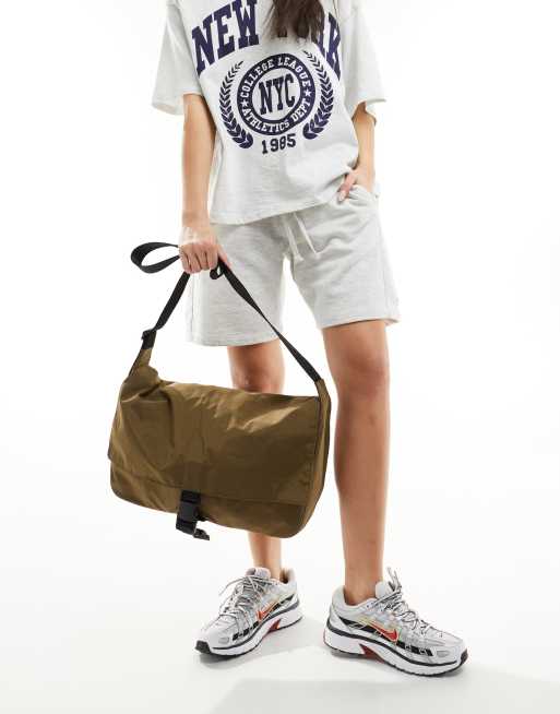 Baggu nylon crossbody messenger bag in khaki