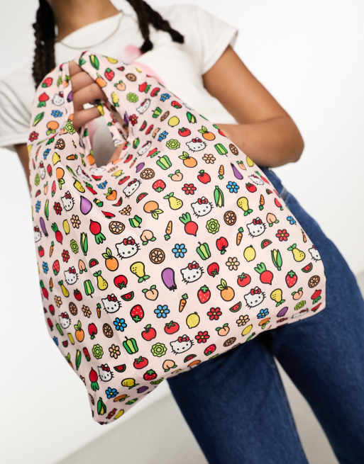 Baggu - Nylon mini shopper tote met print van Hello Kitty icoontjesprint