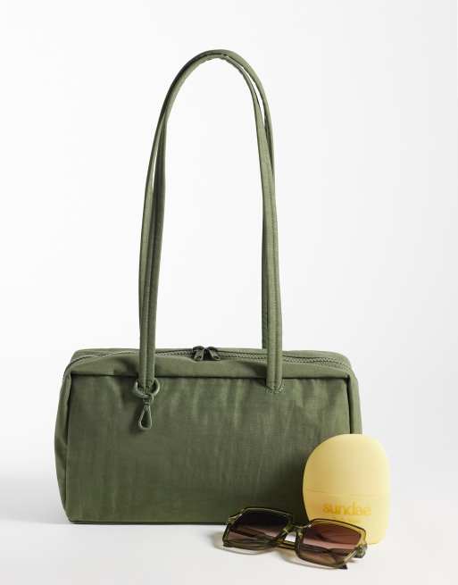 Baggu Nylon-Schultertasche im Bowler-Stil in Helloliv, 2 von 4