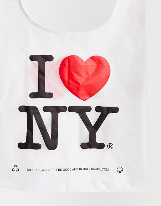 Baggu nylon shopper tote bag I Heart NY in white, 2 of 4