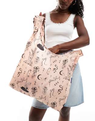 Baggu nylon shopper tote bag in ballet print-Pink