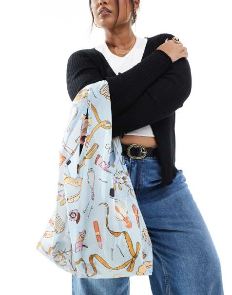 Baggu nylon shopper tote bag in get ready with me print - view 1