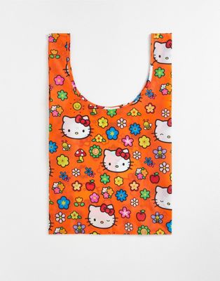 Baggu nylon shopper tote bag in Hello Kitty print in red