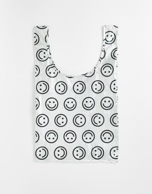 Baggu nylon shopper tote bag in metallic happy in silver - ASOS Price Checker