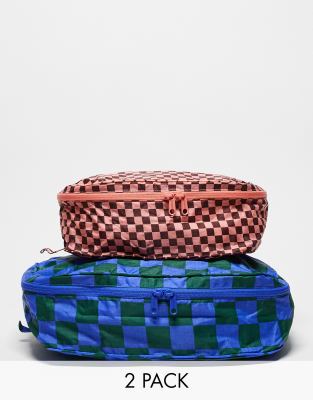 Baggu pack of 2 packing cubes in checkerboard print-Multi