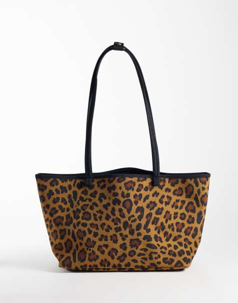 Baggu reversible tote bag in black and leopard mix - view 1