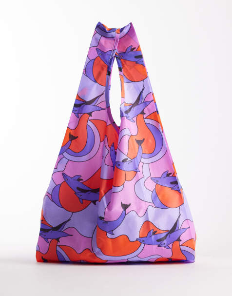 Baggu shopper tote bag in dolphins print - view 1
