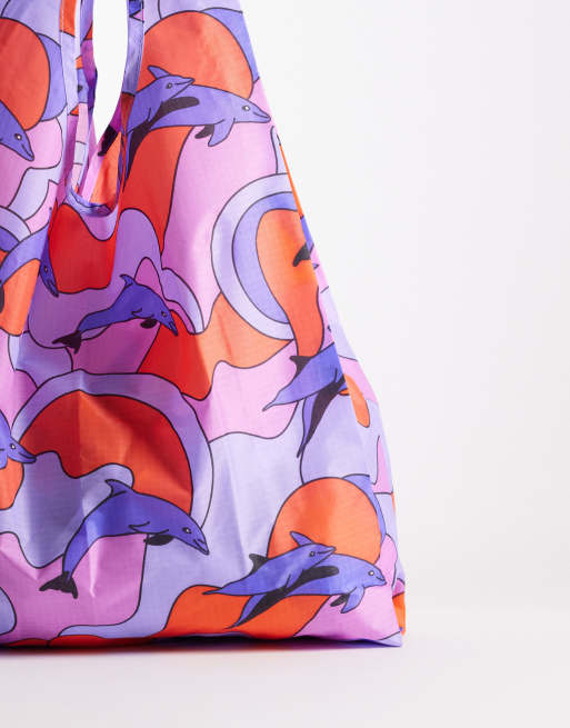 Baggu shopper tote bag in dolphins print, 4 of 4