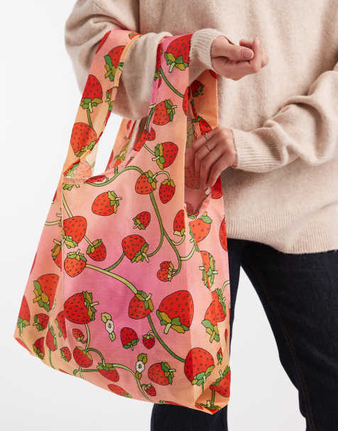 Baggu shopper tote bag in strawberry print - view 1