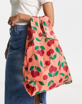 Baggu standard nylon shopper tote bag in sherbet cherry