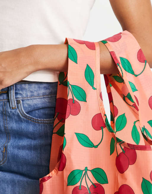 Baggu standard nylon shopper tote bag in sherbet cherry, 2 of 4