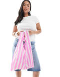 [Baggu] Baggu stripe shopper tote bag in pink No Size PINK