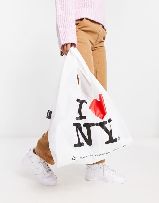 Baggu - Tote shopper van nylon met 'I Heart NY' print in wit, 3 van 4