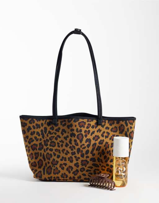 Baggu vendbar tote-taske i sort og leopardmix, 2 af 4