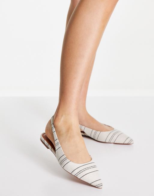 Bailarinas beis a rayas en punta con tira talonera Lala de ASOS DESIGN