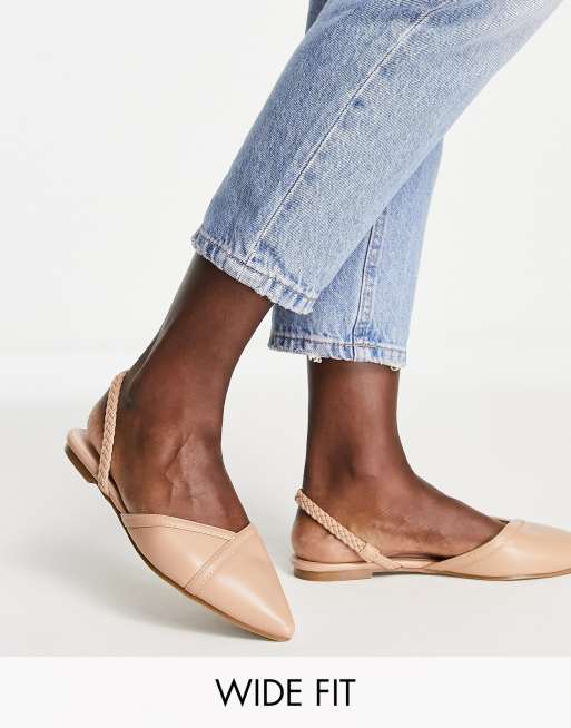 Bailarinas beis con tira talonera de London Rebel Wide Fit
