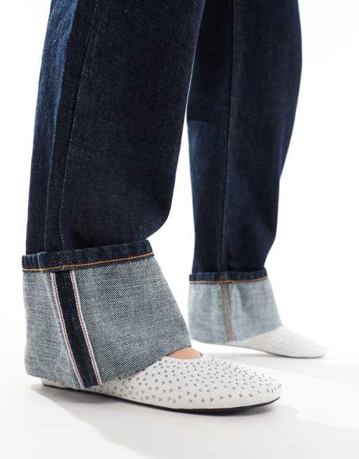 Bailarinas blancas de cuero con tachuelas premium Lustre de ASOS DESIGN, 3 de 4