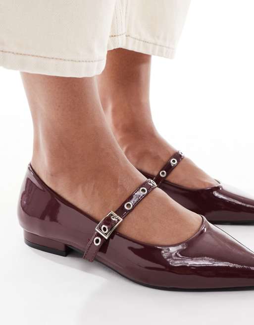 Bailarinas burdeos con puntera fina de charol Jordan de SEQWL, 4 de 4