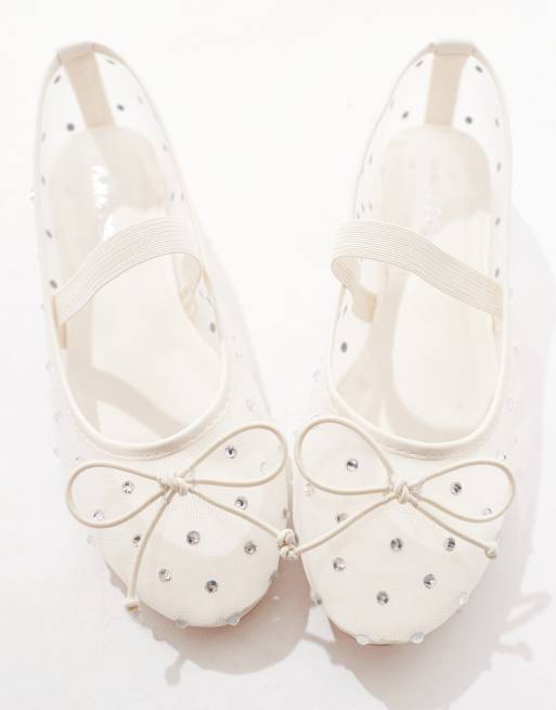 Bailarinas color crema de malla con pedrería Kiara de Public Desire, 2 de 4