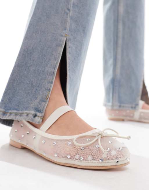 Bailarinas color crema de malla con pedrería Kiara de Public Desire, 4 de 4
