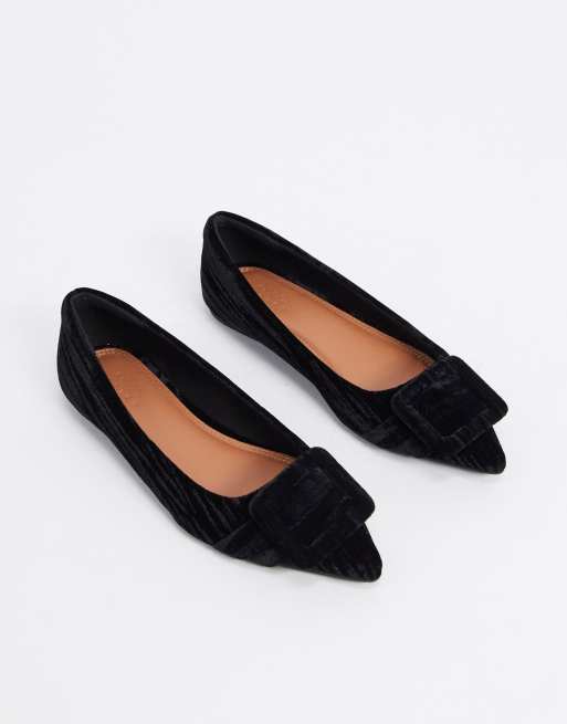 Bailarinas Lilo con puntera de terciopelo negro de ASOS DESIGN