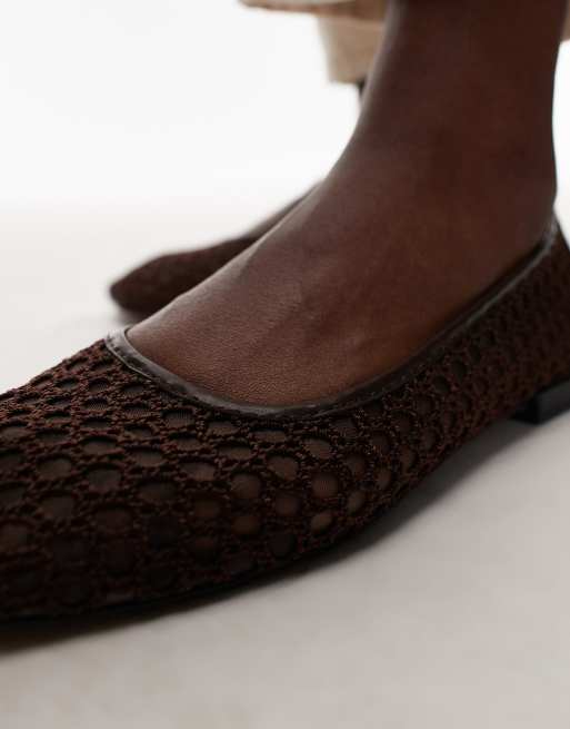 Bailarinas marrón chocolate de malla de croché Amara de Topshop, 4 de 4
