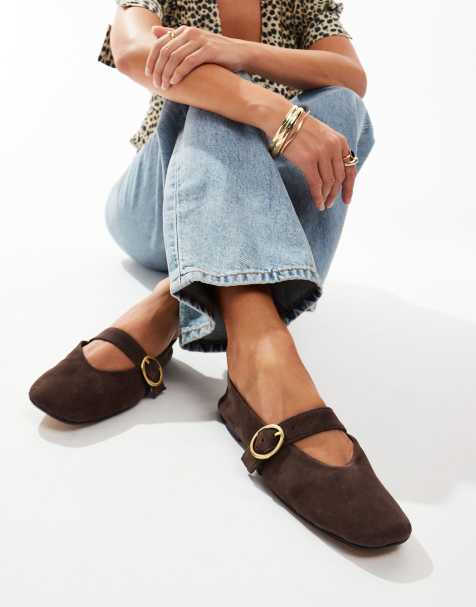 Bailarinas marrones estilo merceditas de cuero premium de ASOS DESIGN LUXE - view 1