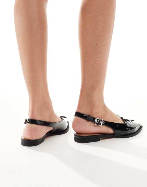 Bailarinas negras con puntera fina y detalle de lazada Lars de schuh, 3 de 4