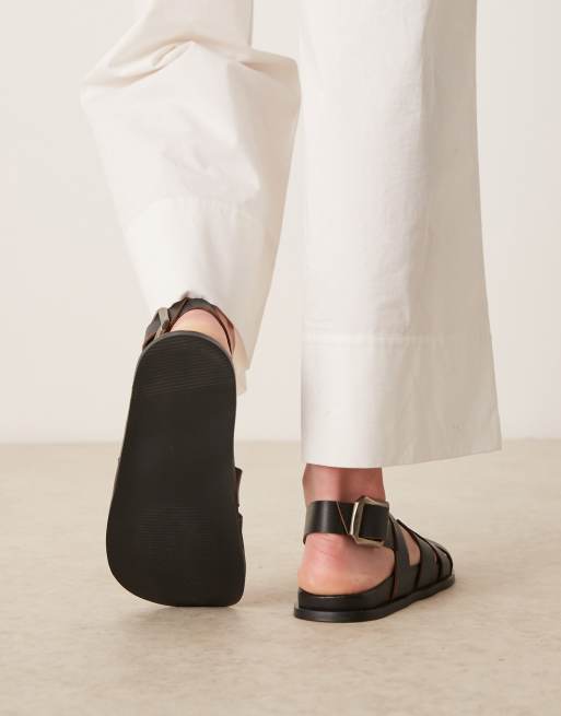 Bailarinas negras estilo cangrejeras de cuero Midas de ASOS DESIGN, 2 de 4