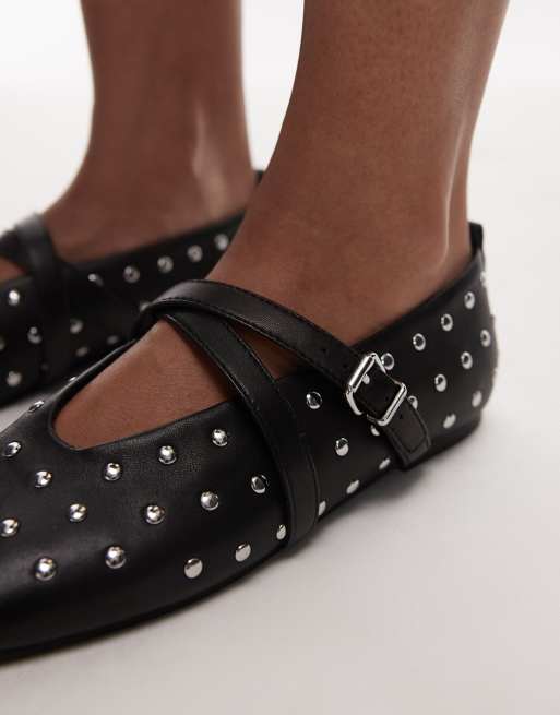 Bailarinas negras estilo merceditas con tachuelas de Tommy Jeans, 3 de 4