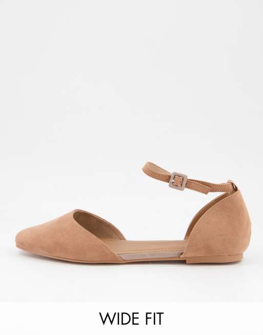 Bailarinas planas color topo Lint de ASOS DESIGN Wide Fit