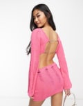 [Bailey Rose] Bailey Rose backless ladder knit mini dress in pink XL PINK