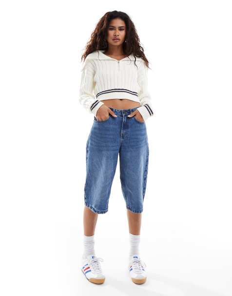 Bailey Rose knitted crop collar detail jumper in cream - view 1