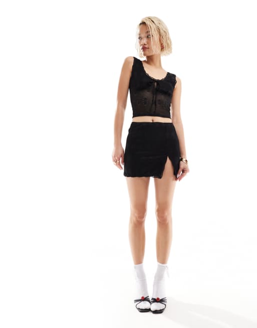 Bailey Rose mini skirt in 90s black lace co ord ASOS