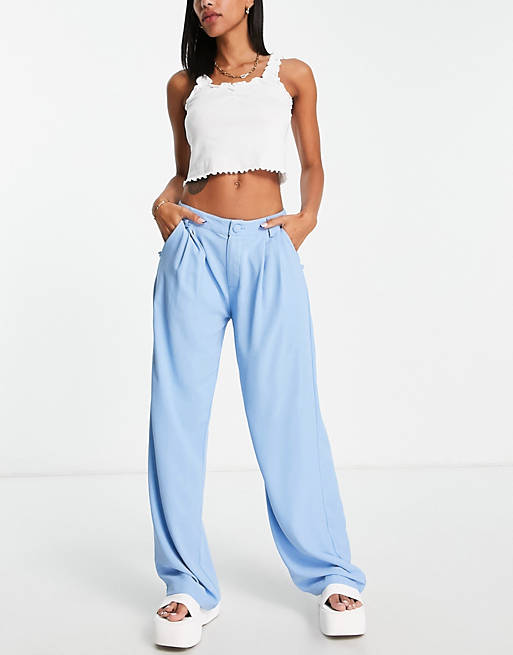 Bailey Rose relaxed wide leg pants in sky blue
