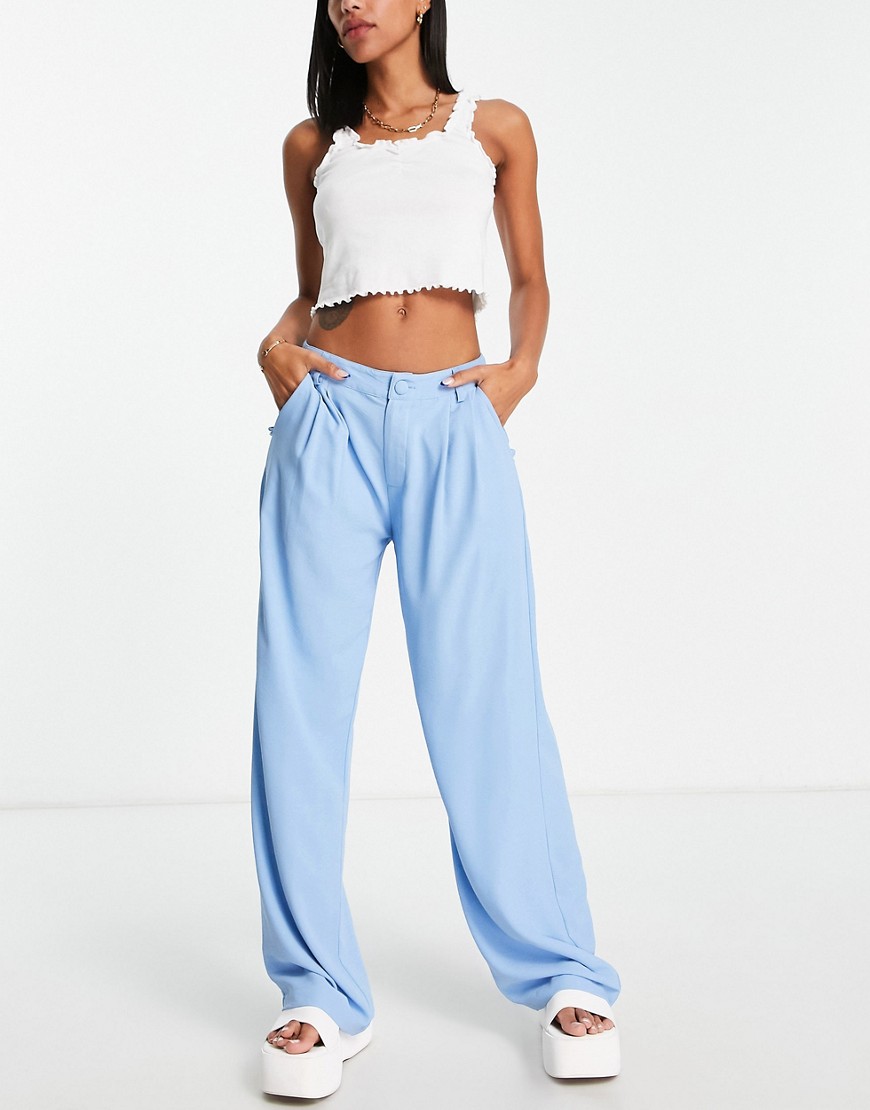 Bailey Rose relaxed wide leg trousers in sky blue