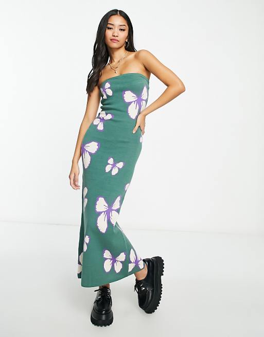 Knit Dress With Butterfly Print Knit Dress With Butterfly Print